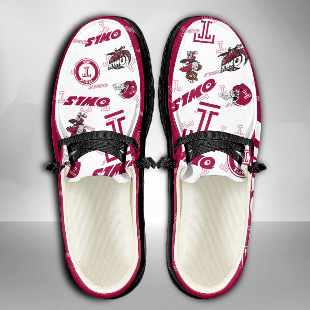 NCAA Temple Owls Custom Name Hey Dude Shoes 02 M12