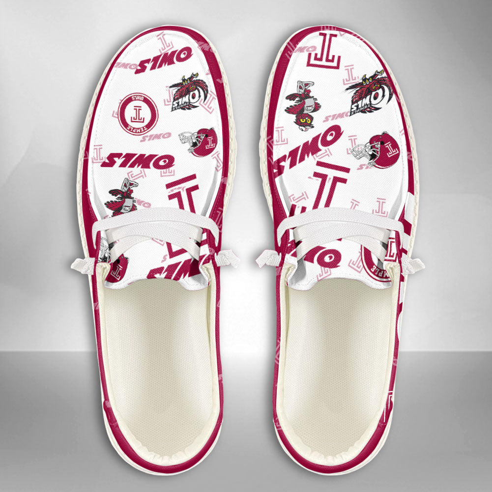 NCAA Temple Owls Custom Name Hey Dude Shoes 02 M12