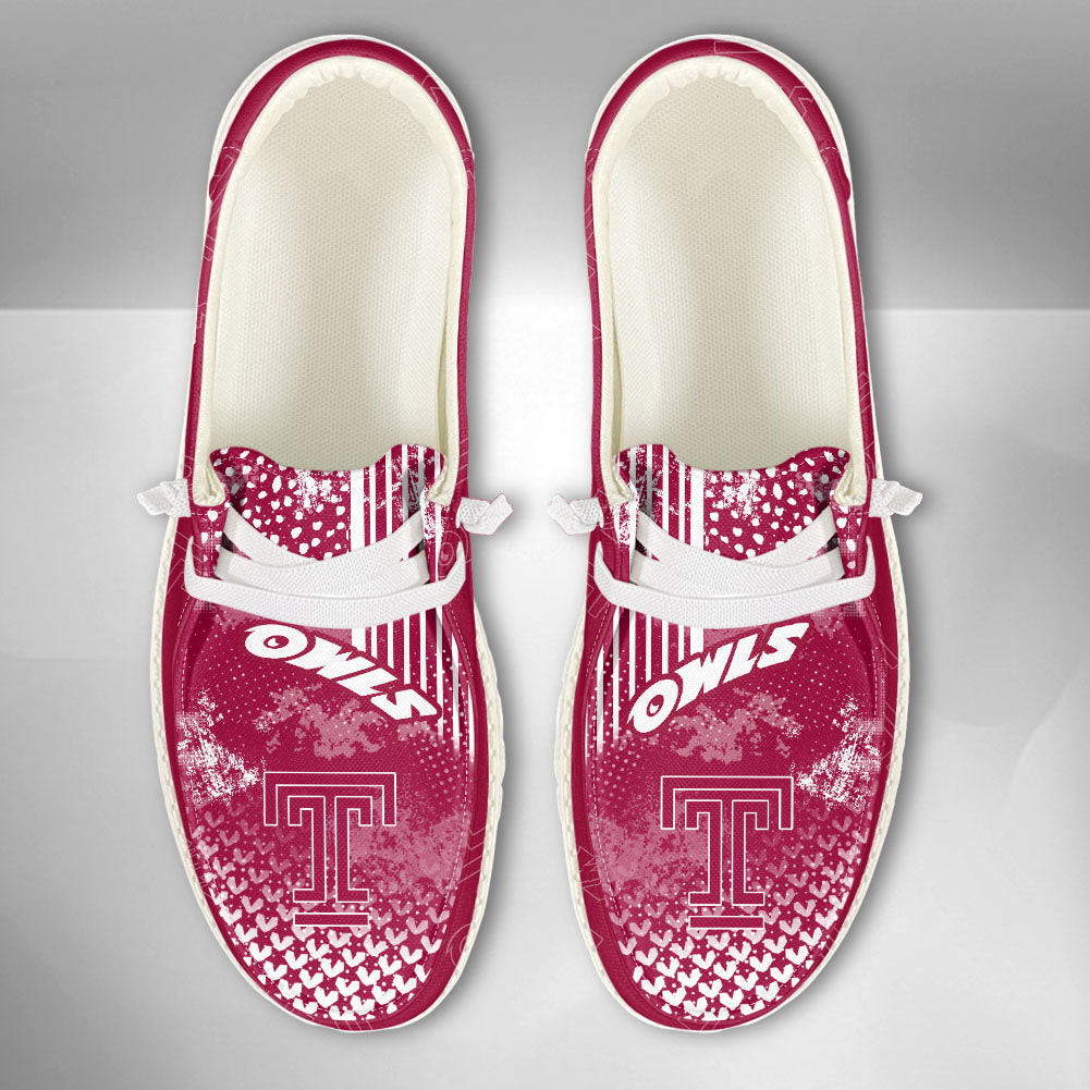 NCAA Temple Owls Custom Name Hey Dude Shoes 03 M7