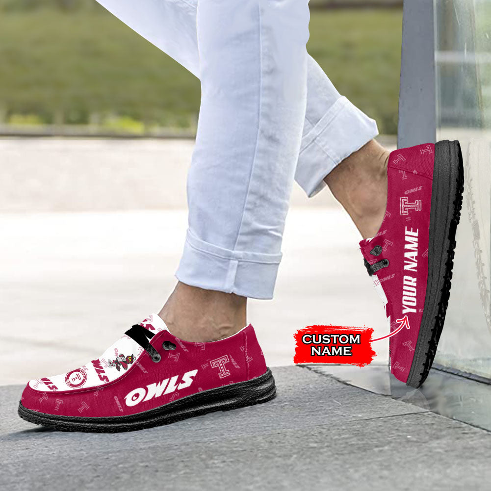 NCAA Temple Owls Custom Name Hey Dude Shoes 04 M79