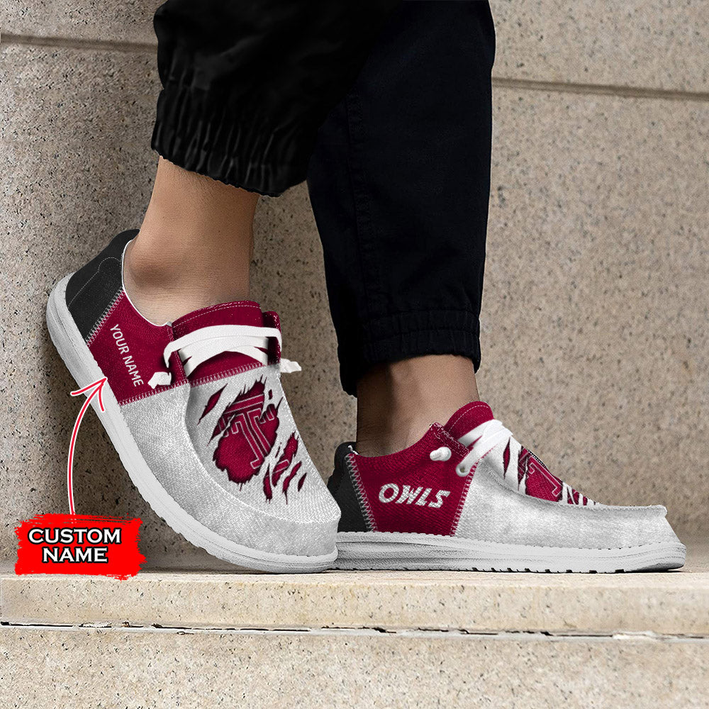 NCAA Temple Owls Custom Name Hey Dude Shoes 09 M79