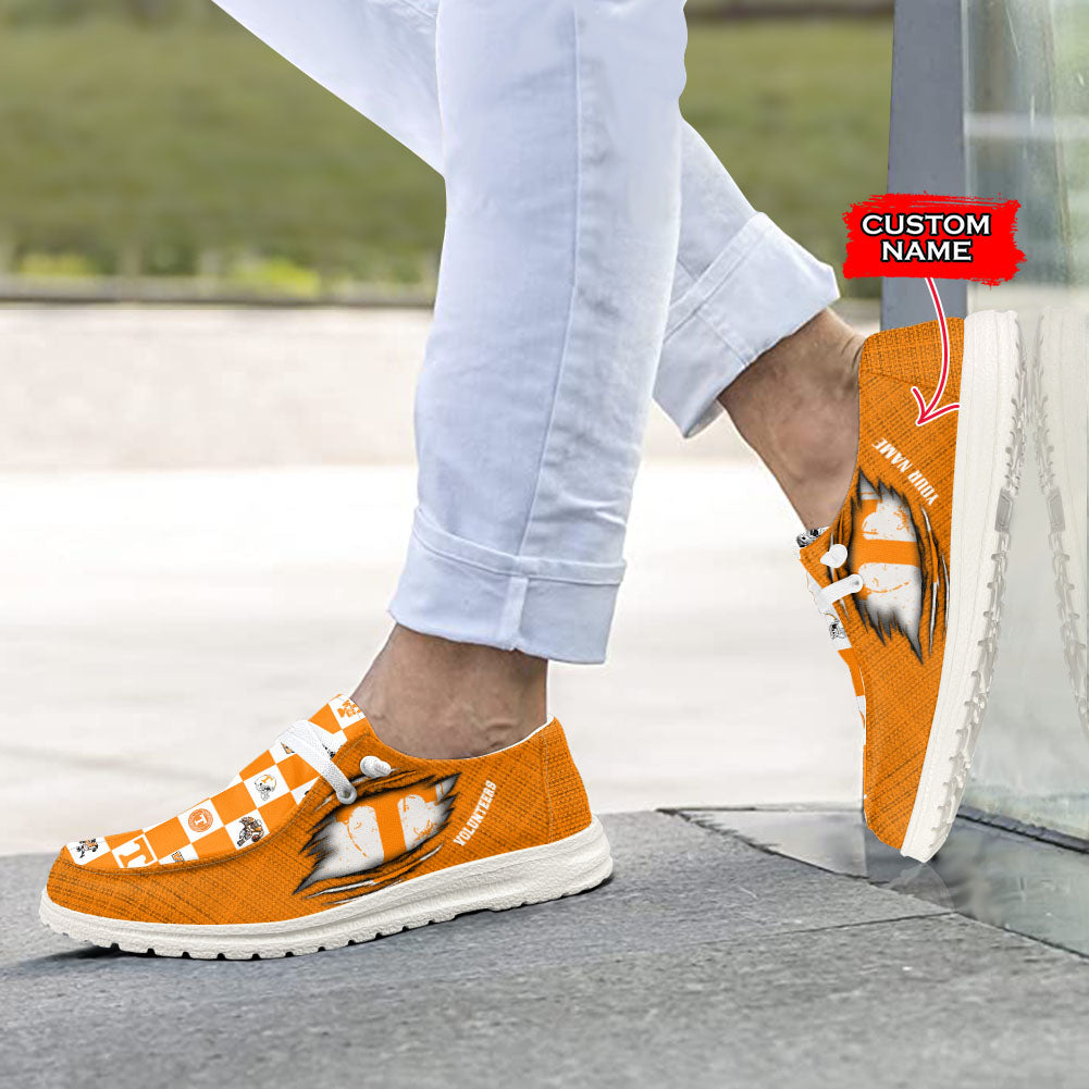 NCAA Tennessee Volunteers Custom Name Hey Dude Shoes 01 CH1