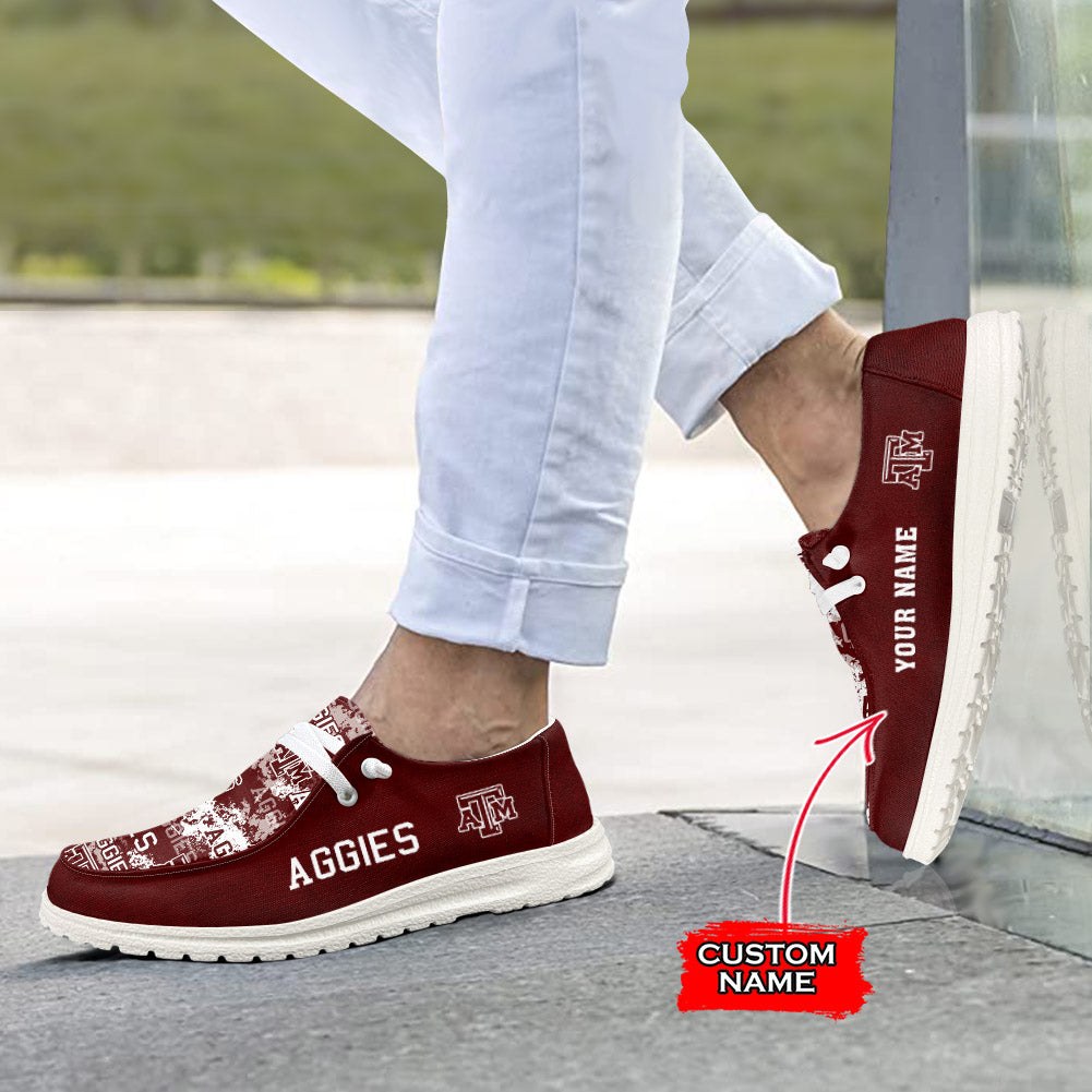 NCAA Texas A&amp;M Aggies Custom Name Hey Dude Shoes 05 M7