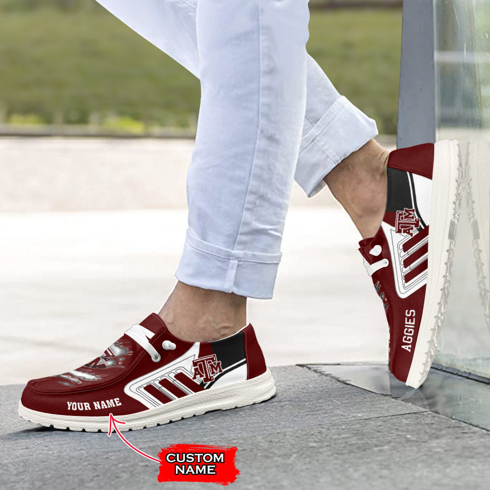 NCAA Texas A&amp;M Aggies Custom Name Hey Dude Shoes 11 M79