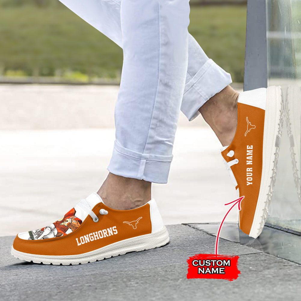 NCAA Texas Longhorns - Custom Name Hey Dude Shoes 02
