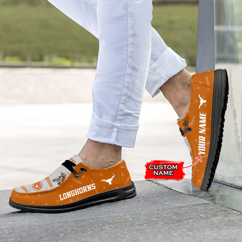 NCAA Texas Longhorns Custom Name Hey Dude Shoes 01