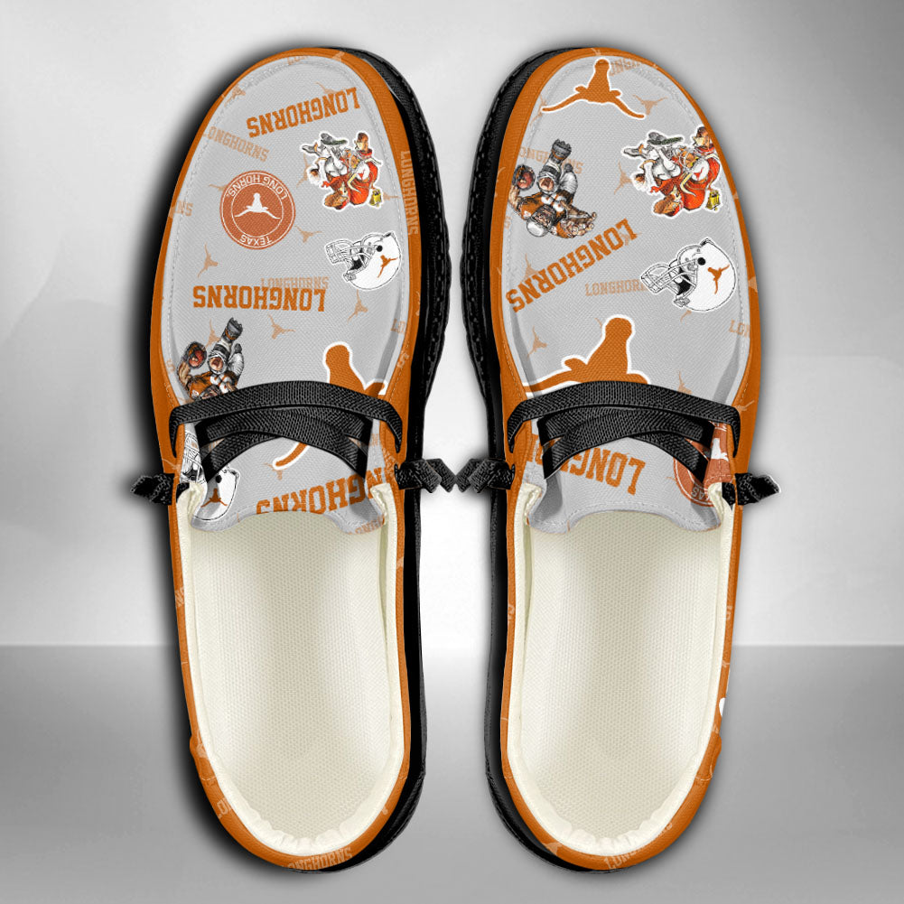 NCAA Texas Longhorns Custom Name Hey Dude Shoes 01