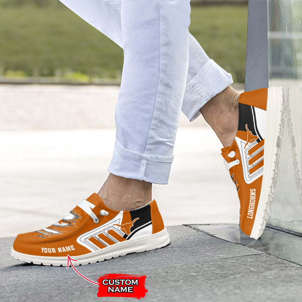 NCAA Texas Longhorns Custom Name Hey Dude Shoes 07 M7