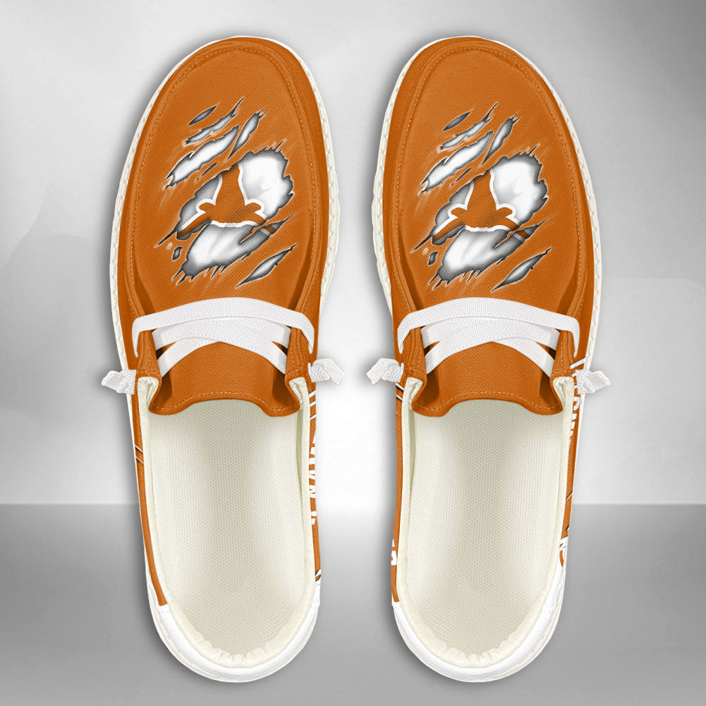 NCAA Texas Longhorns Custom Name Hey Dude Shoes 10 M79