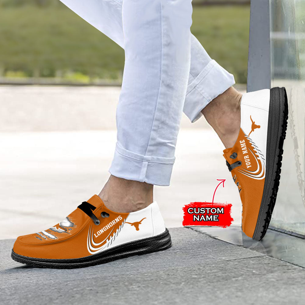 NCAA Texas Longhorns Custom Name Hey Dude Shoes 10 M79