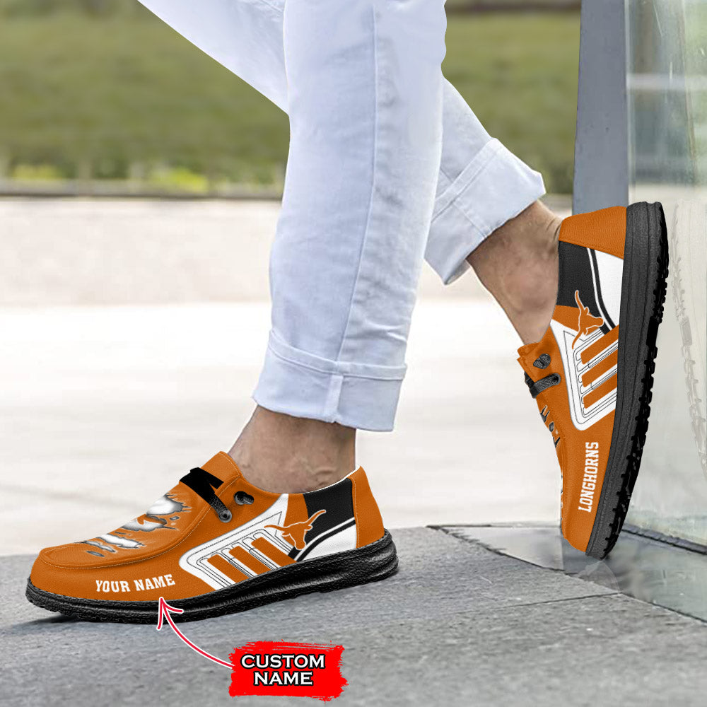NCAA Texas Longhorns Custom Name Hey Dude Shoes 11 M79