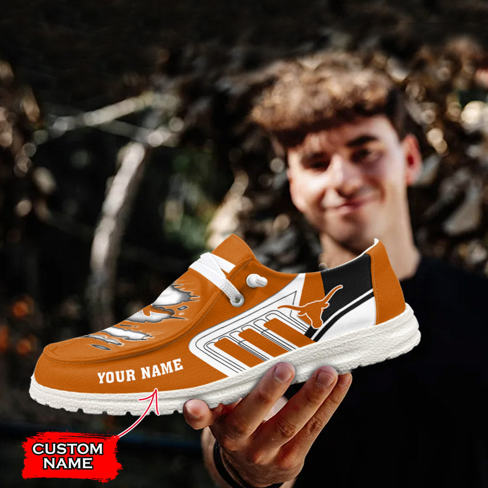 NCAA Texas Longhorns Custom Name Hey Dude Shoes 11 M79
