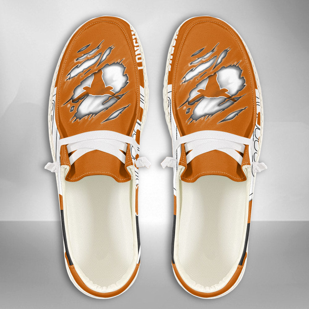 NCAA Texas Longhorns Custom Name Hey Dude Shoes 11 M79