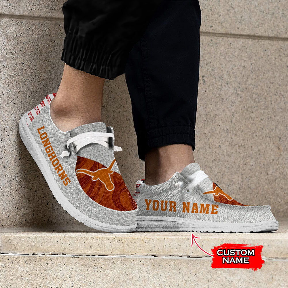 NCAA Texas Longhorns Custom Name Hey Dude Shoes 13 M79