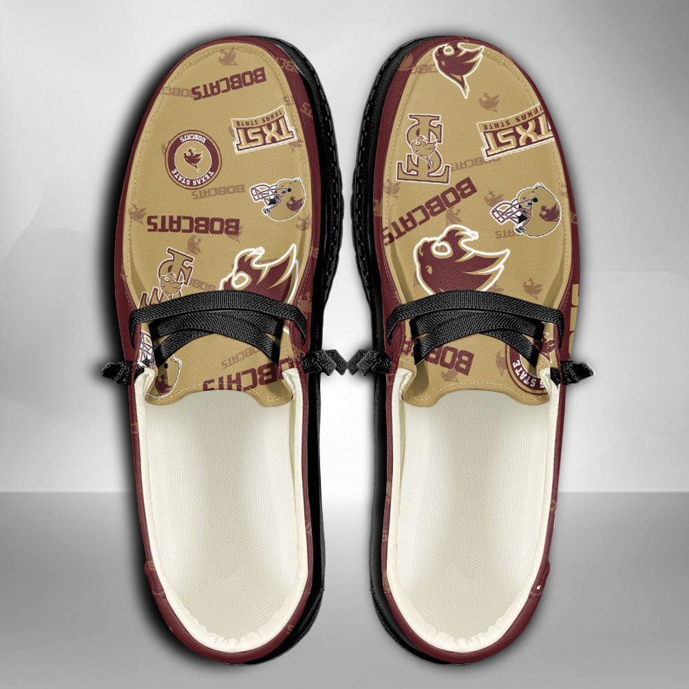 NCAA Texas State Bobcats Custom Name Hey Dude Shoes 01 M7