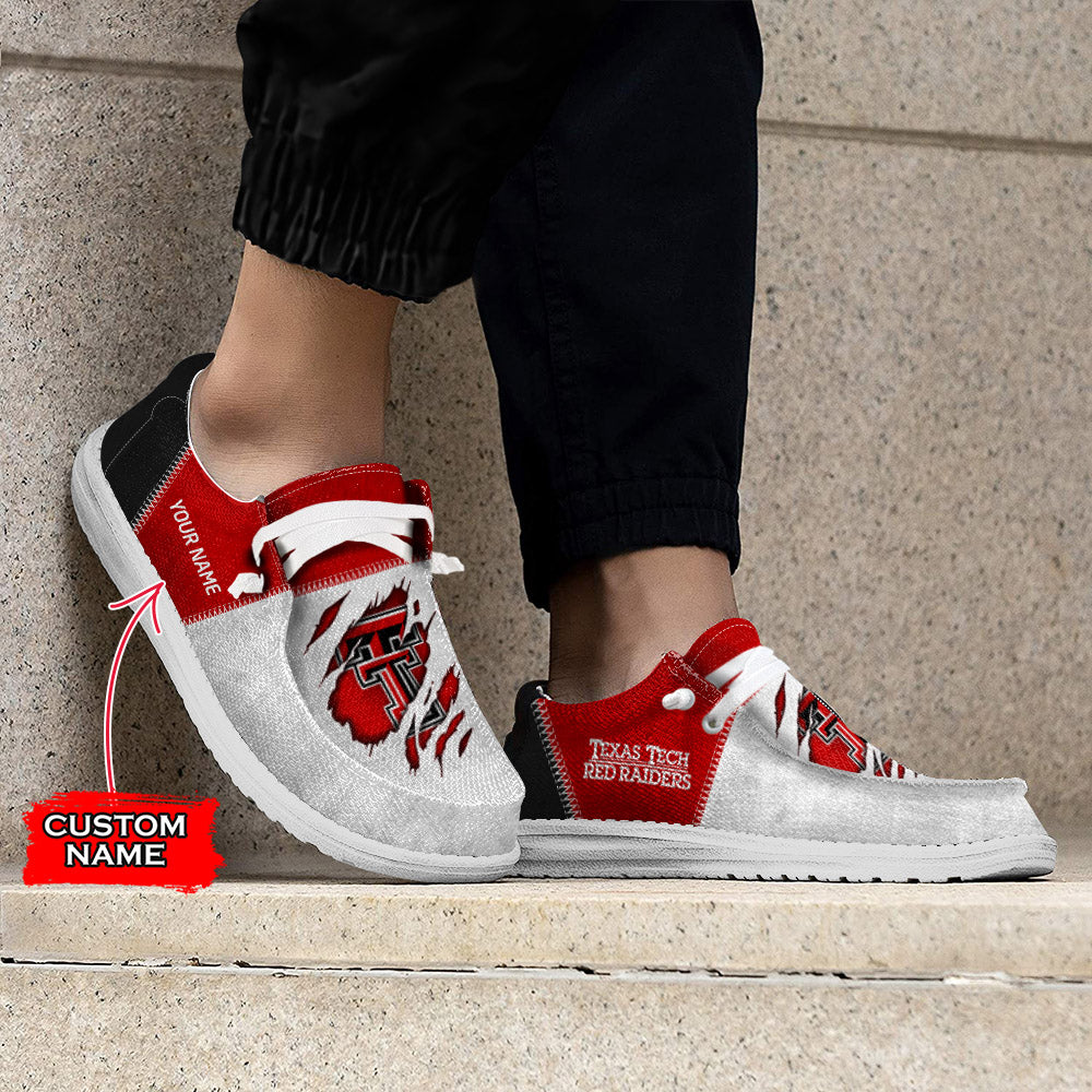 NCAA Texas Tech Red Raiders Custom Name Hey Dude Shoes 09 M79