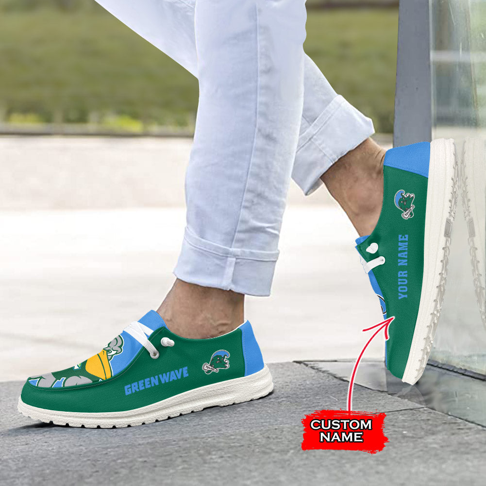 NCAA Tulane Green Wave - Custom Name Hey Dude Shoes 02
