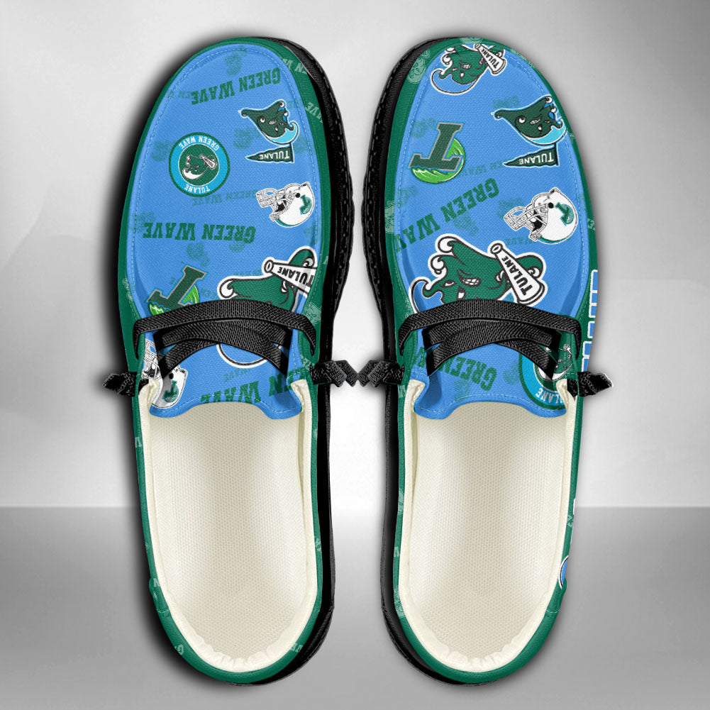 NCAA Tulane Green Wave Custom Name Hey Dude Shoes 01 M7
