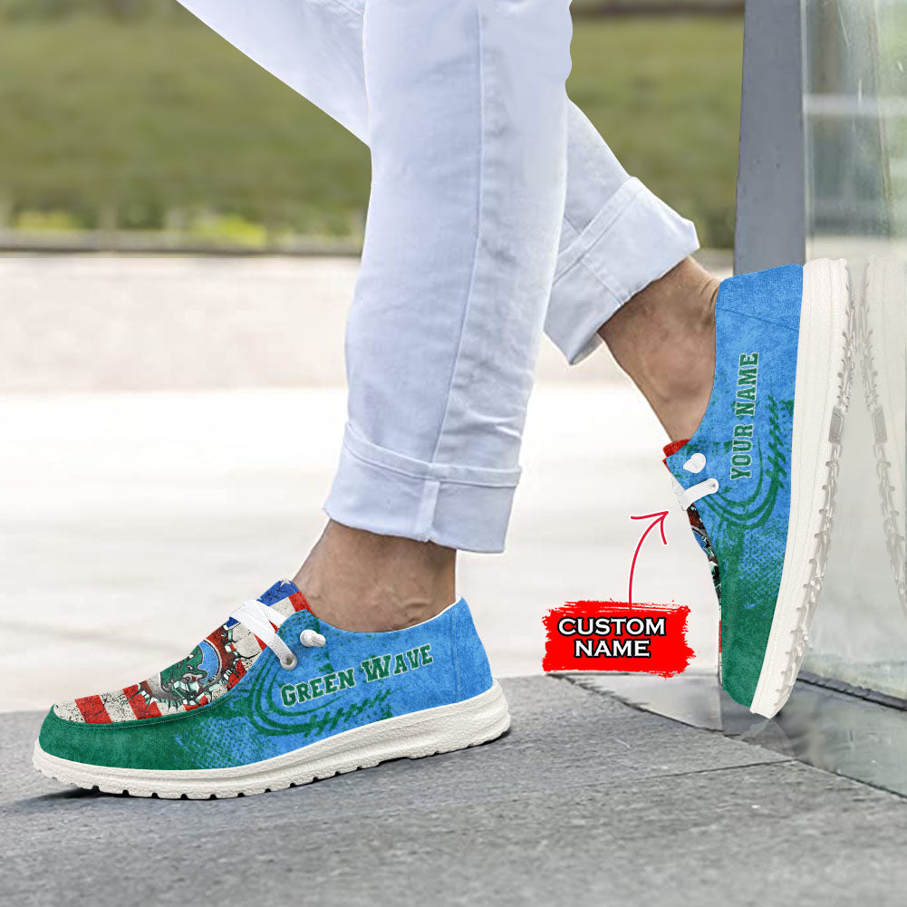 NCAA Tulane Green Wave Custom Name Hey Dude Shoes 07 M79