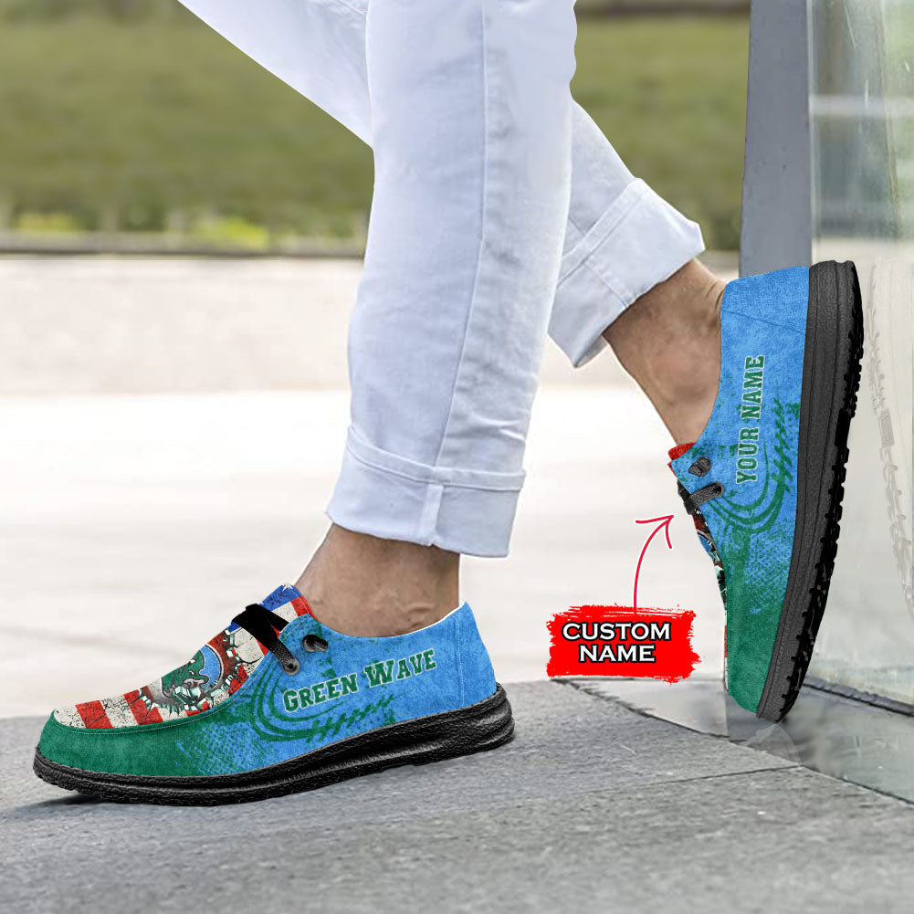 NCAA Tulane Green Wave Custom Name Hey Dude Shoes 07 M79