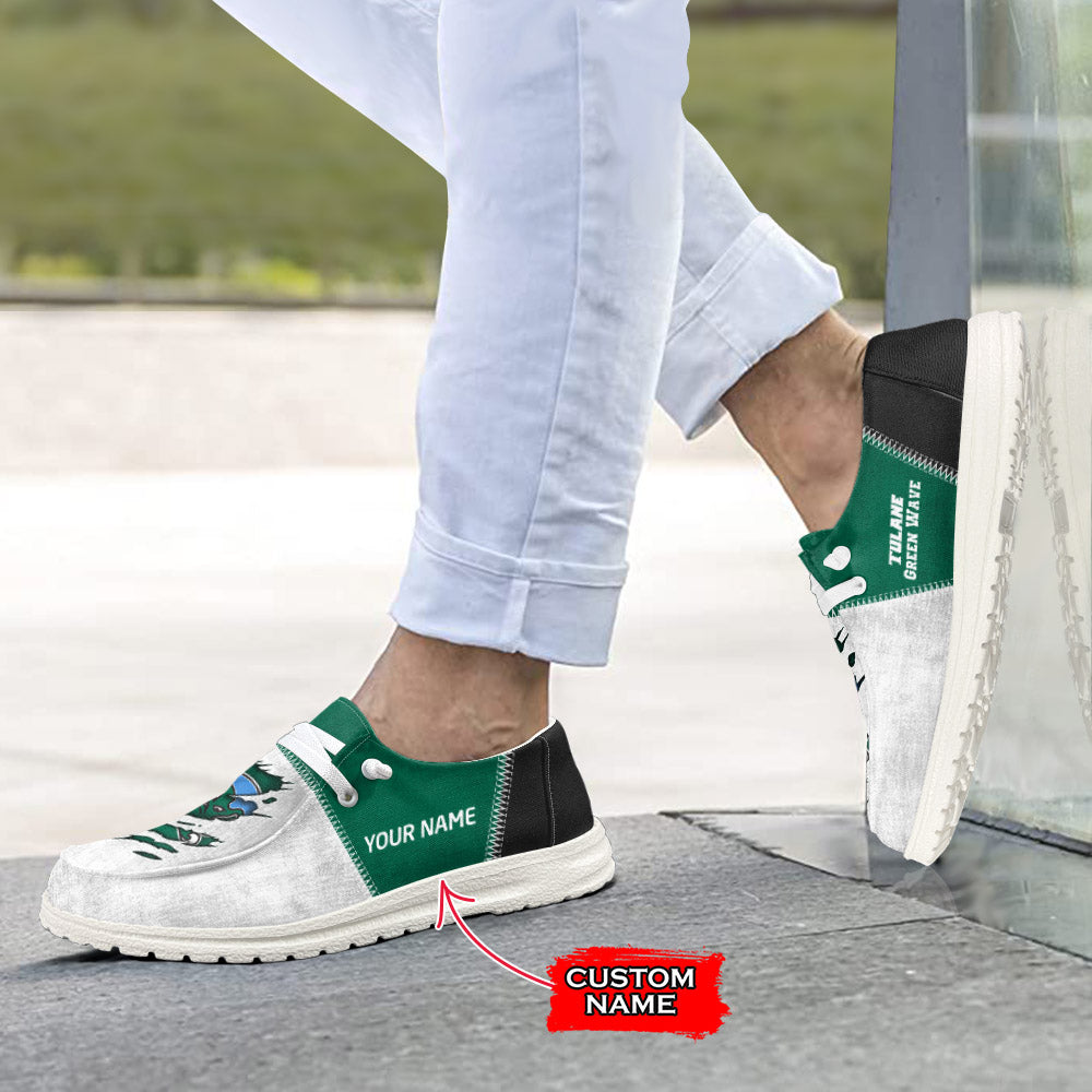 NCAA Tulane Green Wave Custom Name Hey Dude Shoes 09 M79