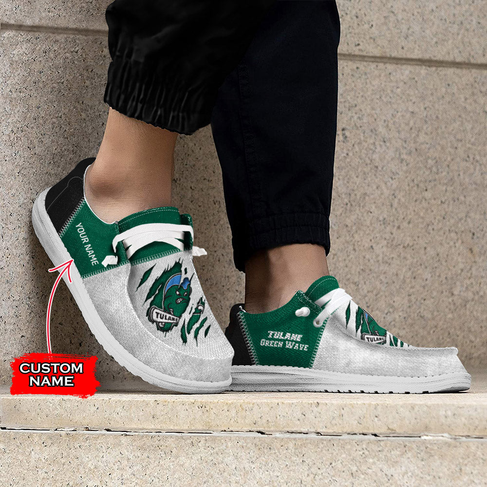 NCAA Tulane Green Wave Custom Name Hey Dude Shoes 09 M79