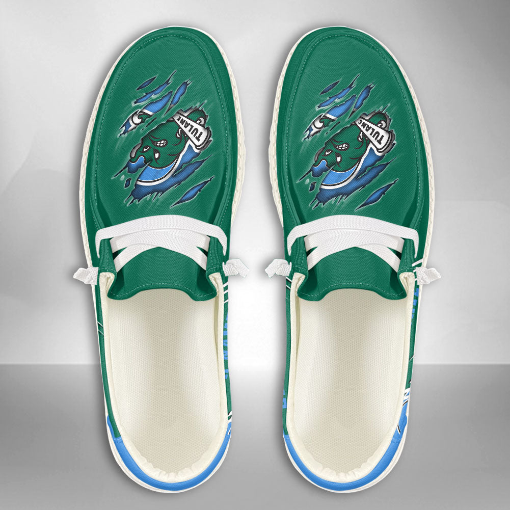 NCAA Tulane Green Wave Custom Name Hey Dude Shoes 10 M79
