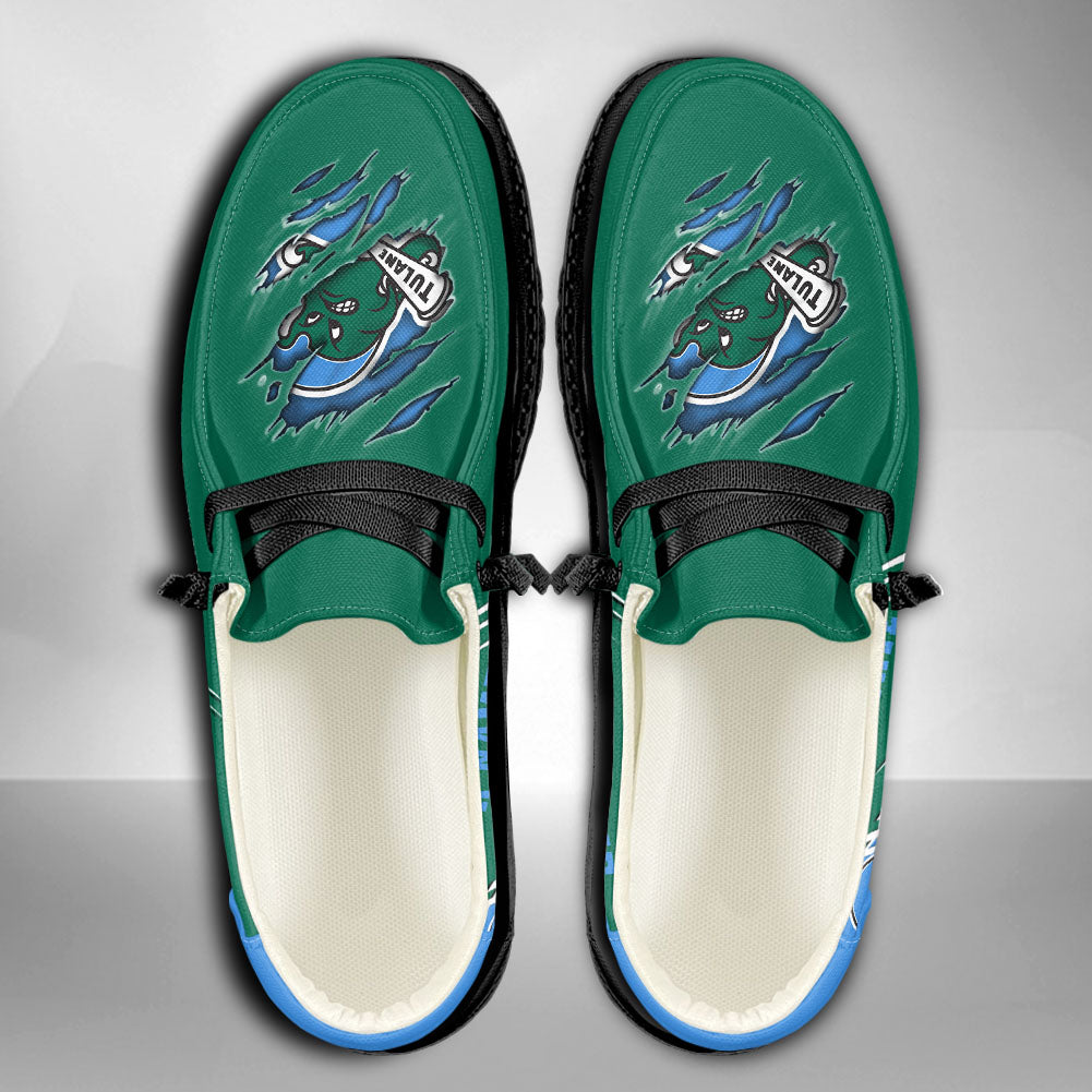NCAA Tulane Green Wave Custom Name Hey Dude Shoes 10 M79