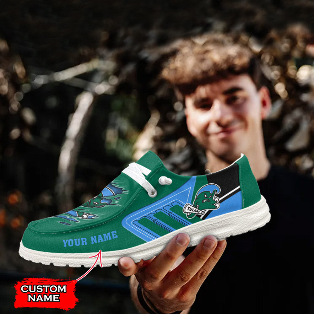 NCAA Tulane Green Wave Custom Name Hey Dude Shoes 11 M79
