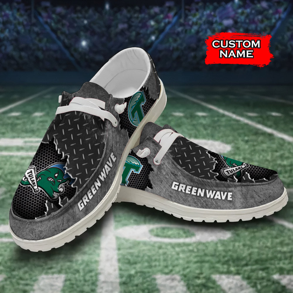 NCAA Tulane Green Wave Custom Name Hey Dude Shoes 15 M79