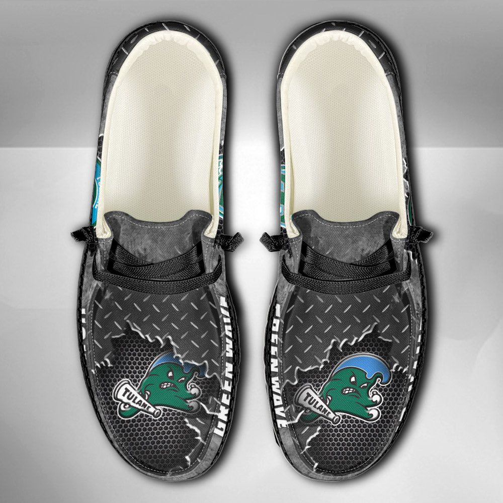 NCAA Tulane Green Wave Custom Name Hey Dude Shoes 15 M79