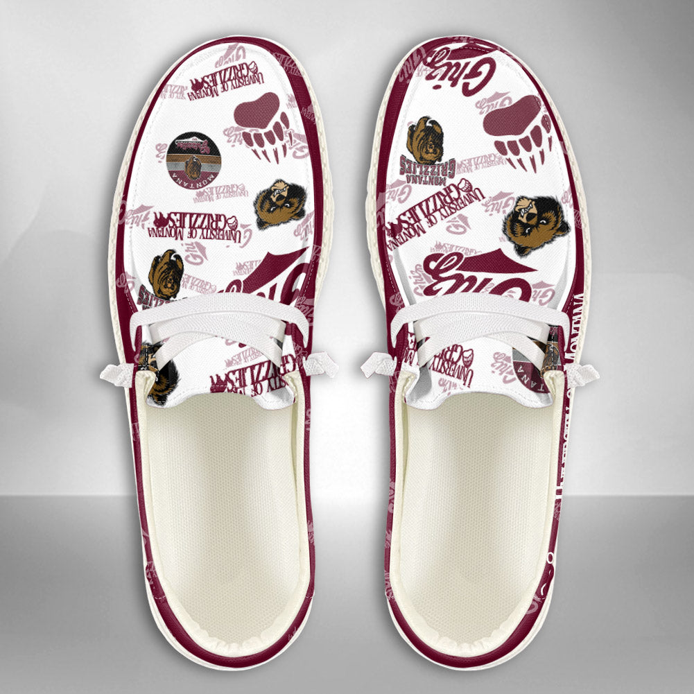 NCAA U of Montana Grizzlies Custom Name Hey Dude Shoes 01 M7