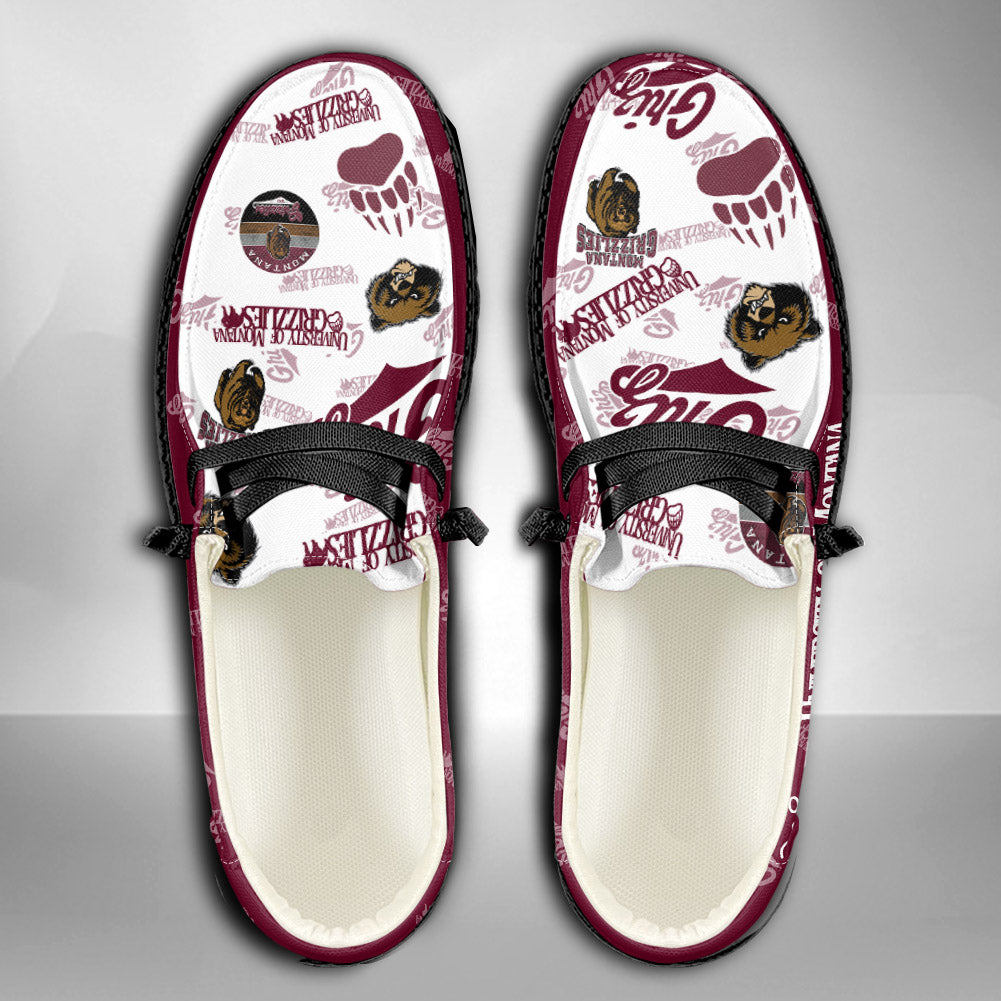 NCAA U of Montana Grizzlies Custom Name Hey Dude Shoes 01 M7