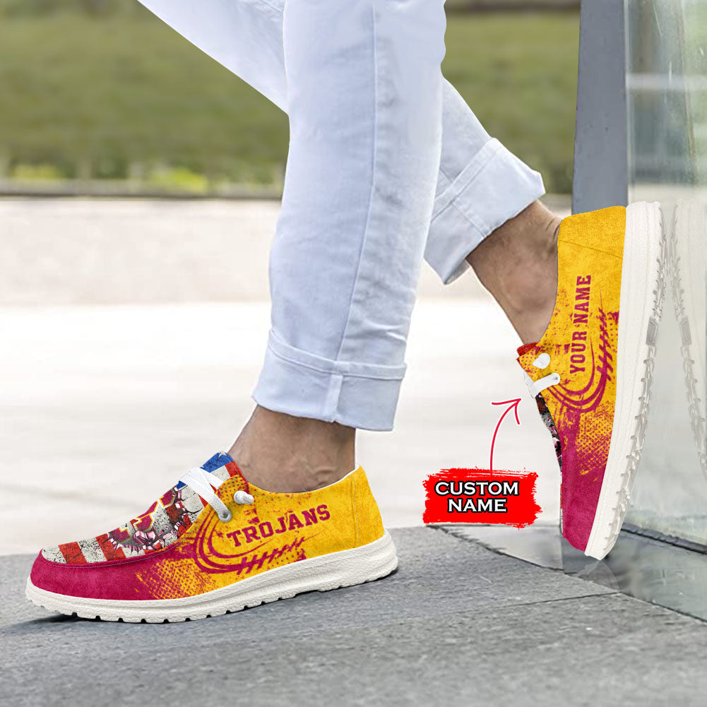 NCAA USC Trojans Custom Name Hey Dude Shoes 07 M79