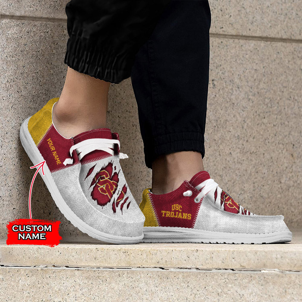 NCAA USC Trojans Custom Name Hey Dude Shoes 09 M79
