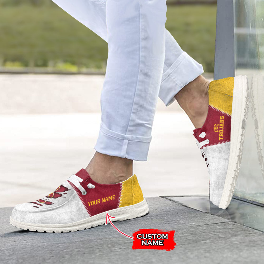 NCAA USC Trojans Custom Name Hey Dude Shoes 09 M79