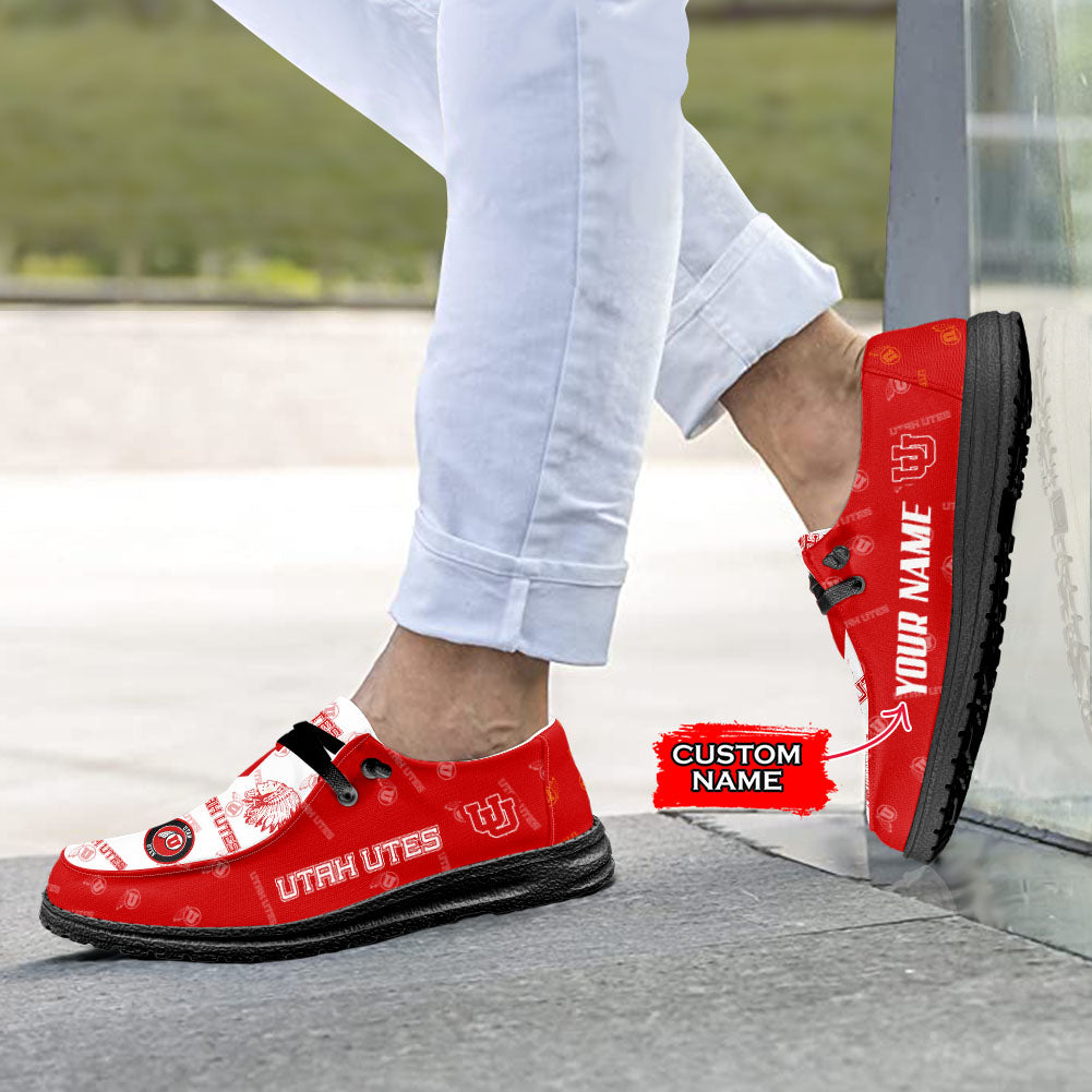 NCAA Utah Utes Custom Name Hey Dude Shoes 01 M7