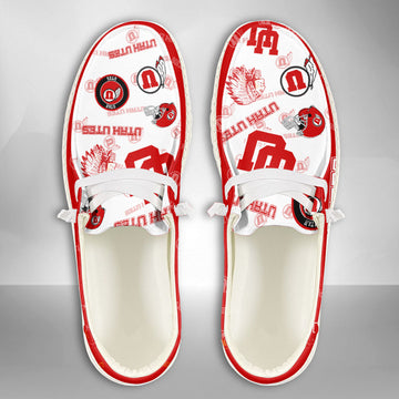 NCAA Utah Utes Custom Name Hey Dude Shoes 01 M7