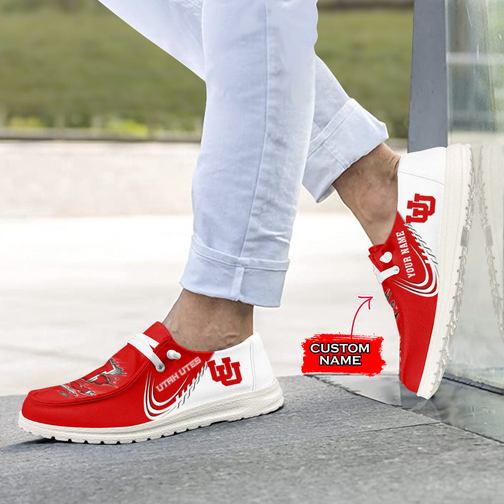 NCAA Utah Utes Custom Name Hey Dude Shoes 10 M79