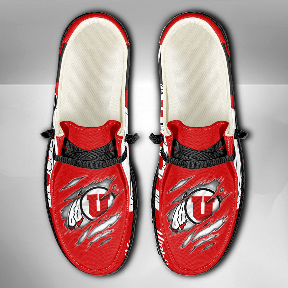 NCAA Utah Utes Custom Name Hey Dude Shoes 11 M79