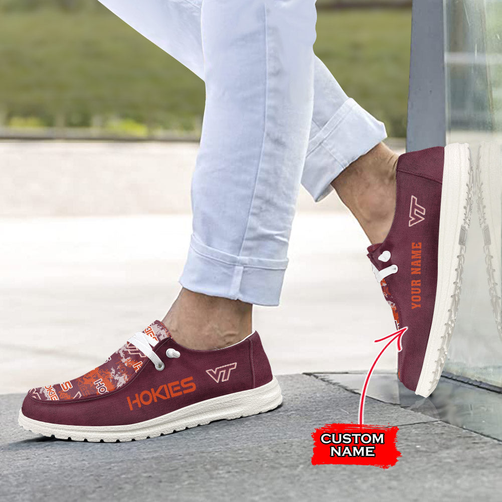 NCAA Virginia Tech Hokies Custom Name Hey Dude Shoes 05 M79