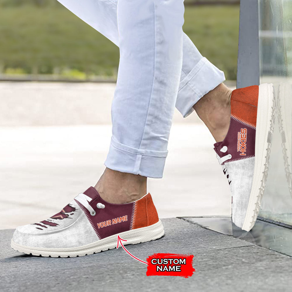 NCAA Virginia Tech Hokies Custom Name Hey Dude Shoes 09 M79
