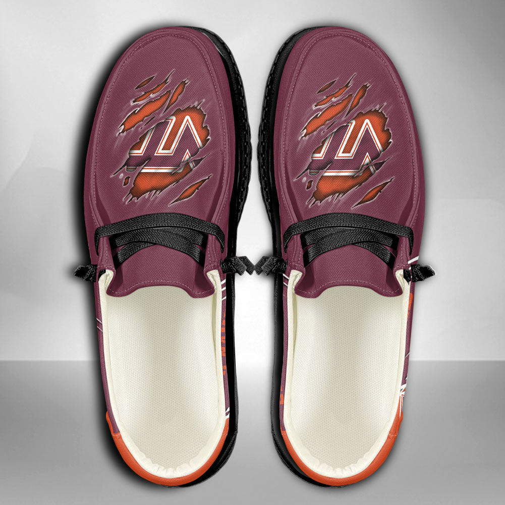 NCAA Virginia Tech Hokies Custom Name Hey Dude Shoes 10 M79