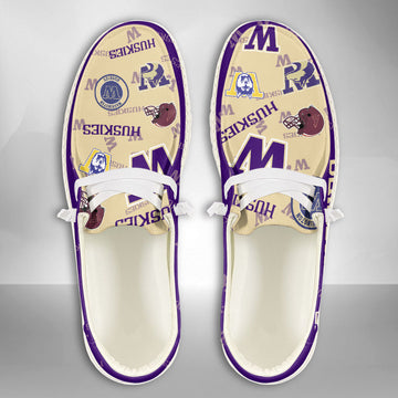 NCAA Washington Huskies Custom Name Hey Dude Shoes 01 M7