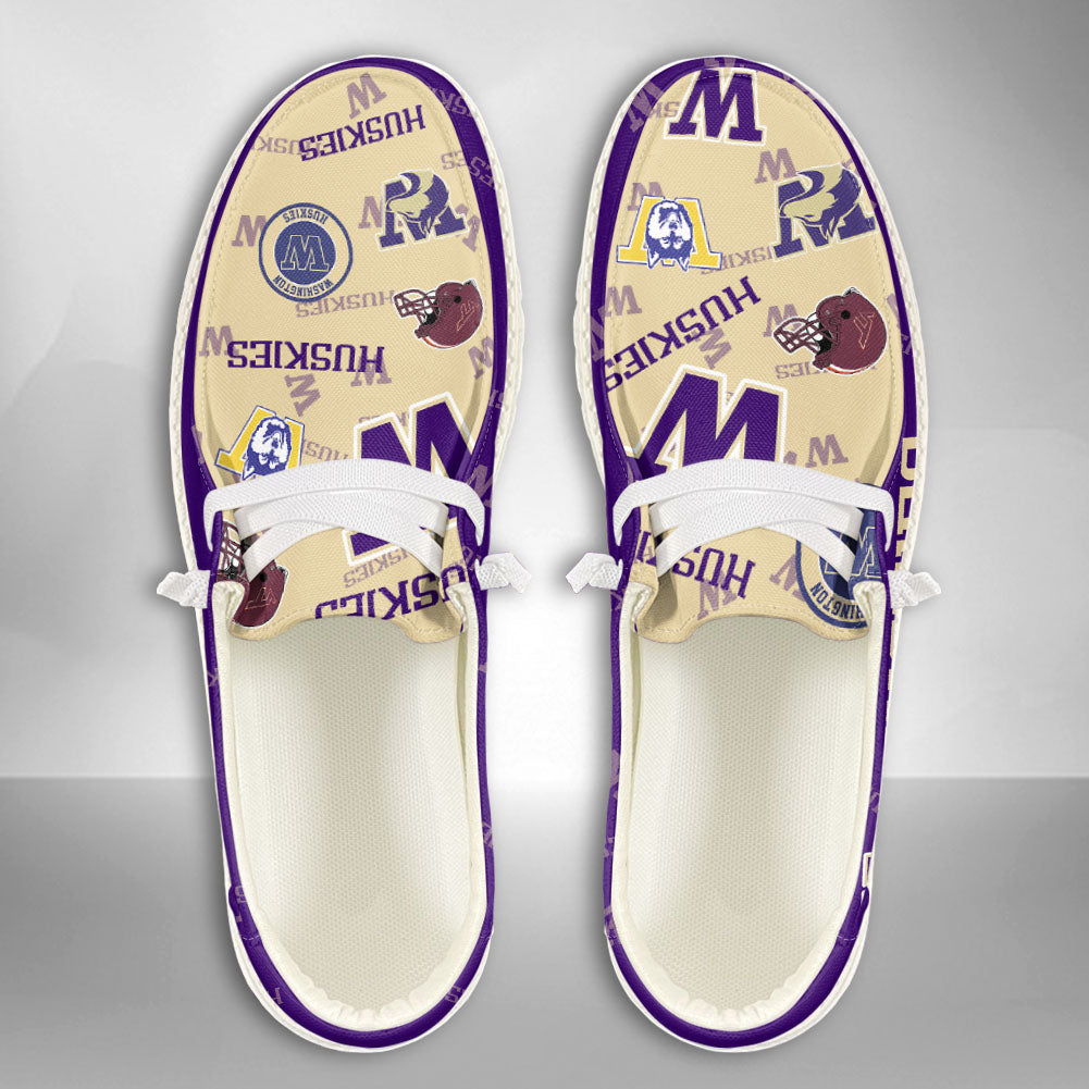 NCAA Washington Huskies Custom Name Hey Dude Shoes 02 M12