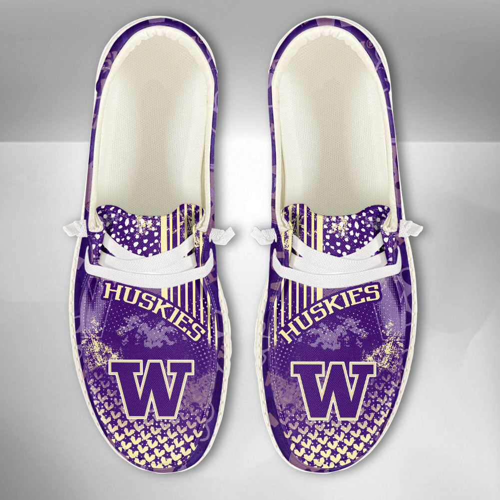 NCAA Washington Huskies Custom Name Hey Dude Shoes 03 M7