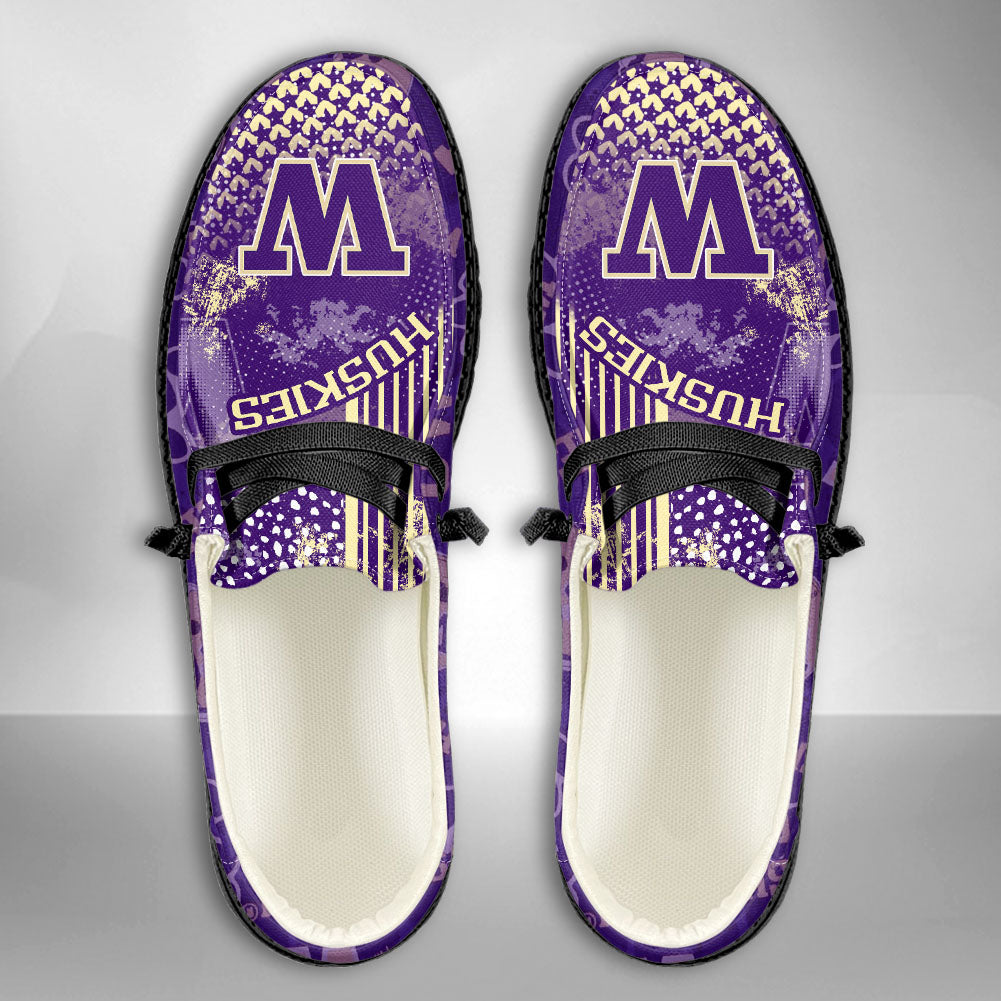 NCAA Washington Huskies Custom Name Hey Dude Shoes 03 M7