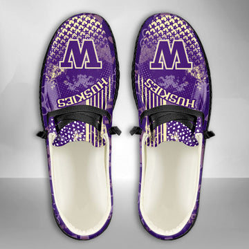 NCAA Washington Huskies Custom Name Hey Dude Shoes 03 M7