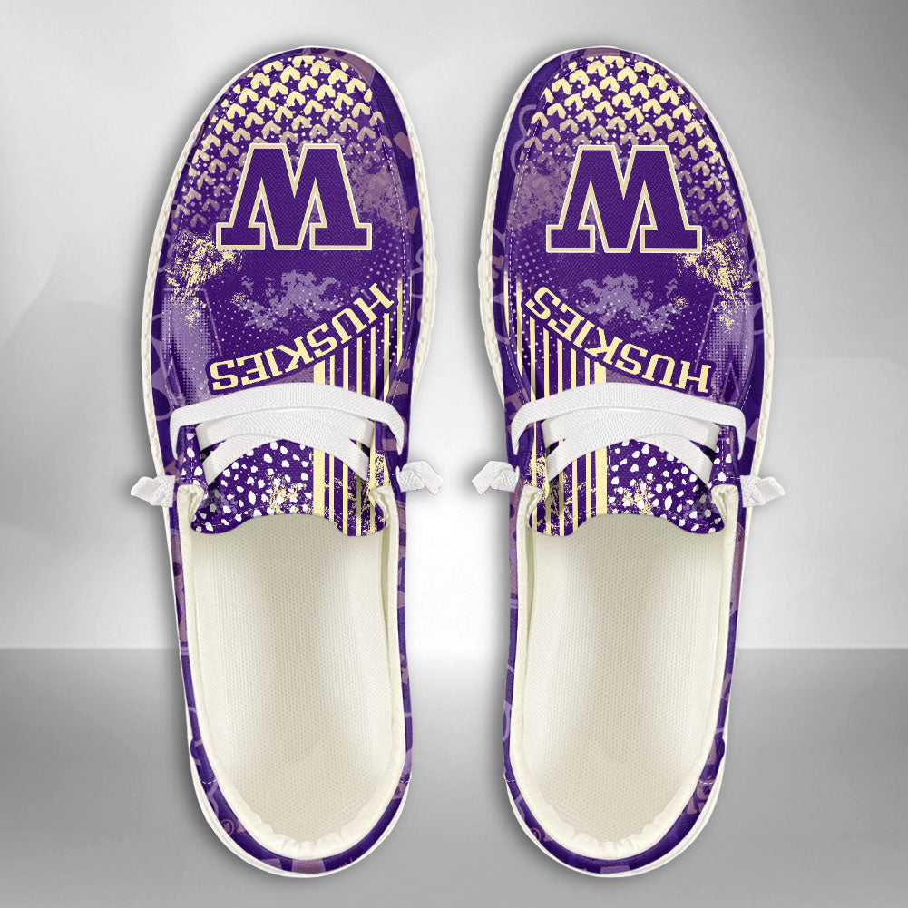 NCAA Washington Huskies Custom Name Hey Dude Shoes 03 M7