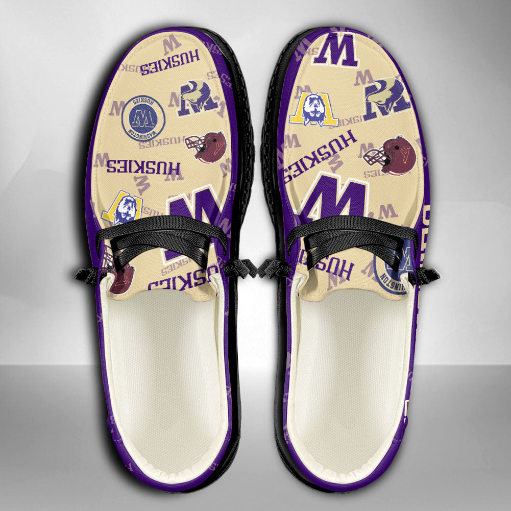 NCAA Washington Huskies Custom Name Hey Dude Shoes 04 M79